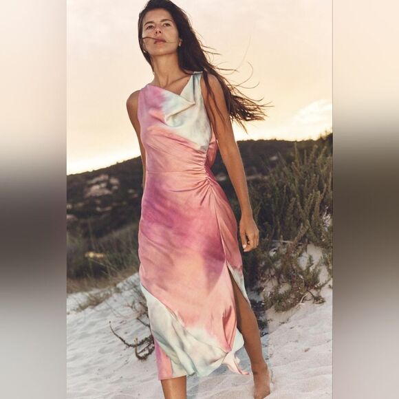 NWT ZARA Benla TIE DYEβPRINT MIDI DRESS - Picture 8 of 13